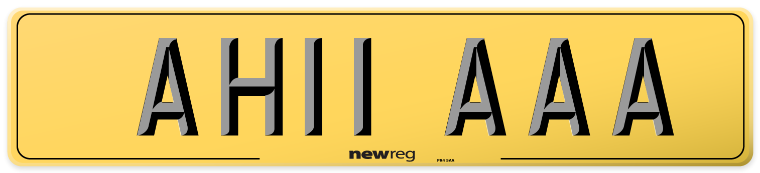 AH11 AAA Rear Number Plate