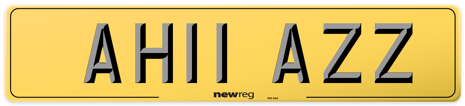 AH11 AZZ Rear Number Plate