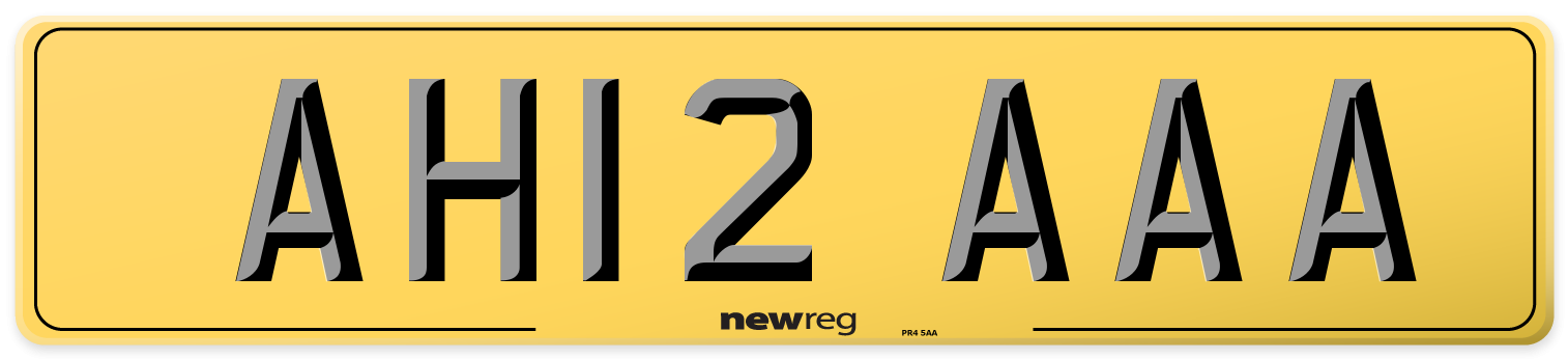 AH12 AAA Rear Number Plate
