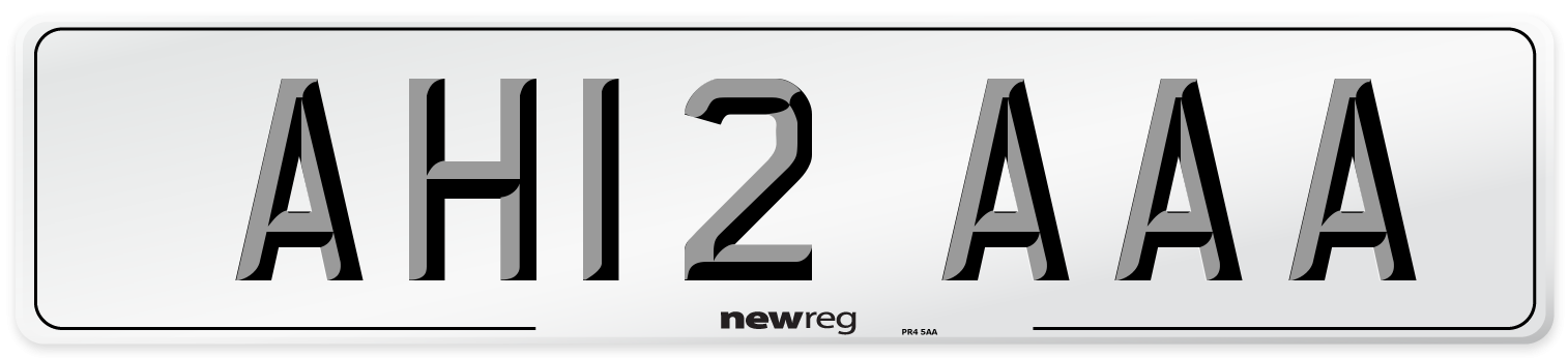 AH12 AAA Front Number Plate