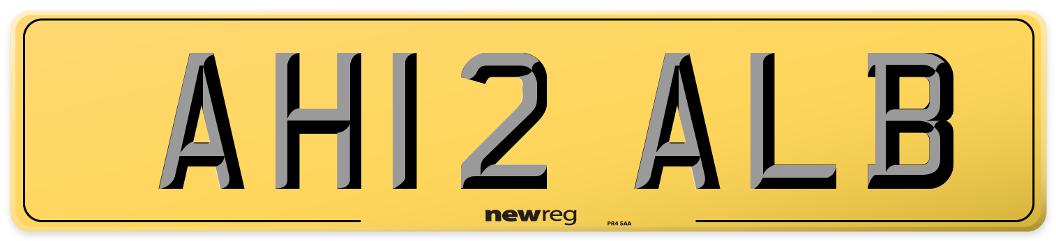 AH12 ALB Rear Number Plate