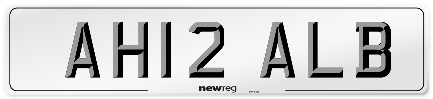 AH12 ALB Front Number Plate