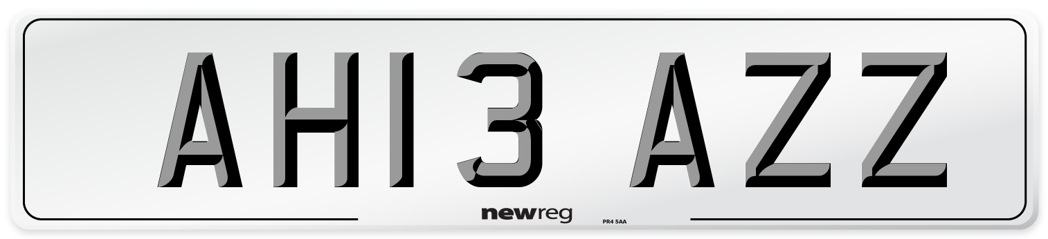 AH13 AZZ Front Number Plate