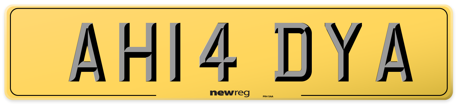 AH14 DYA Rear Number Plate