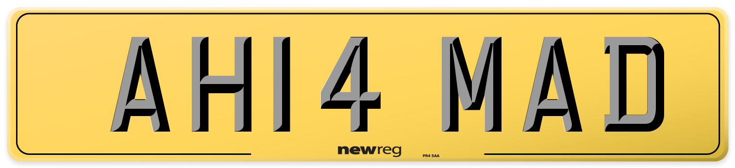 AH14 MAD Rear Number Plate