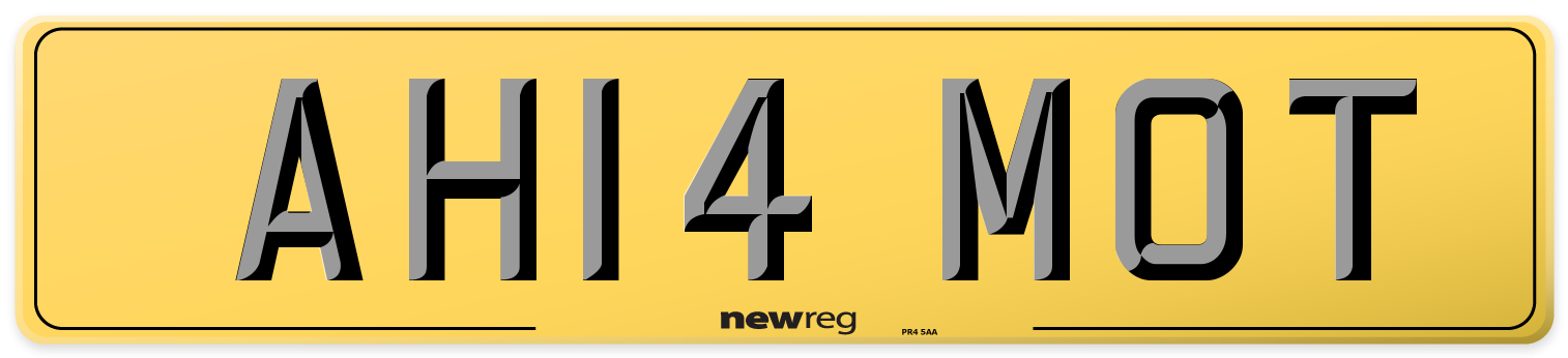 AH14 MOT Rear Number Plate
