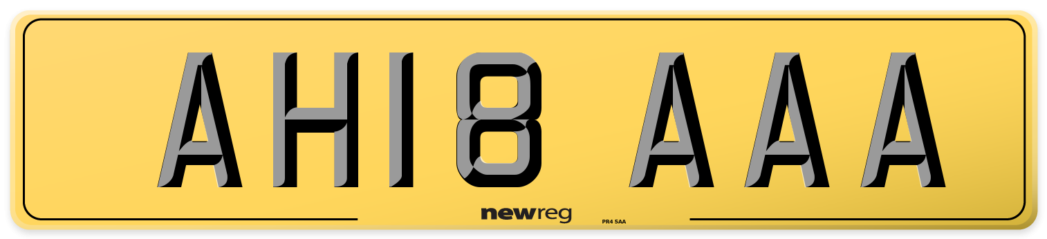 AH18 AAA Rear Number Plate