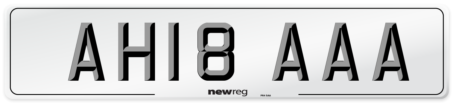 AH18 AAA Front Number Plate