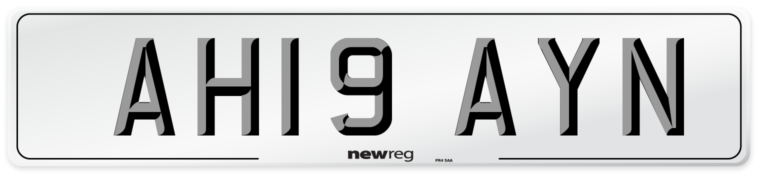 AH19 AYN Front Number Plate