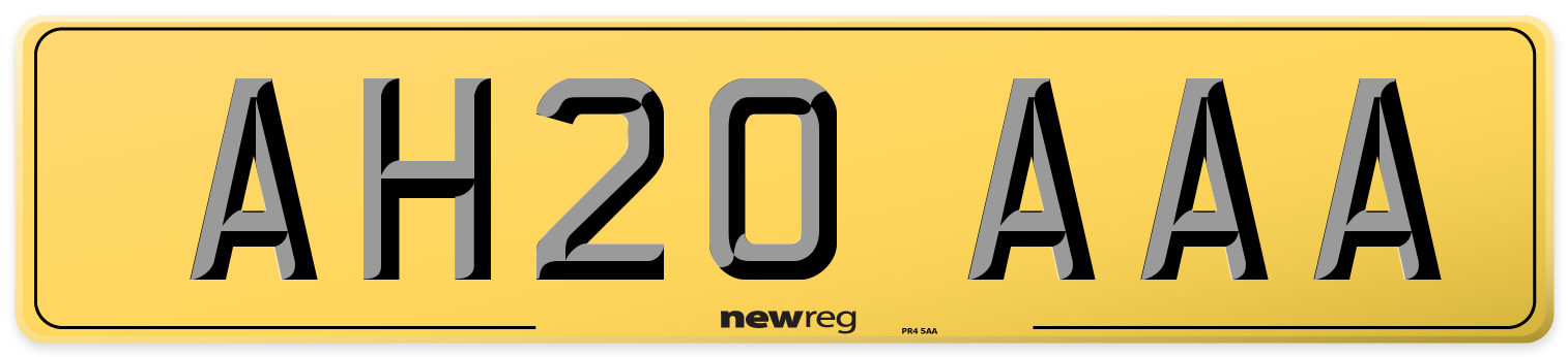 AH20 AAA Rear Number Plate
