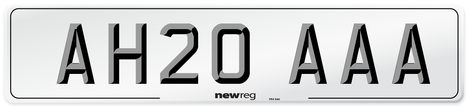 AH20 AAA Front Number Plate