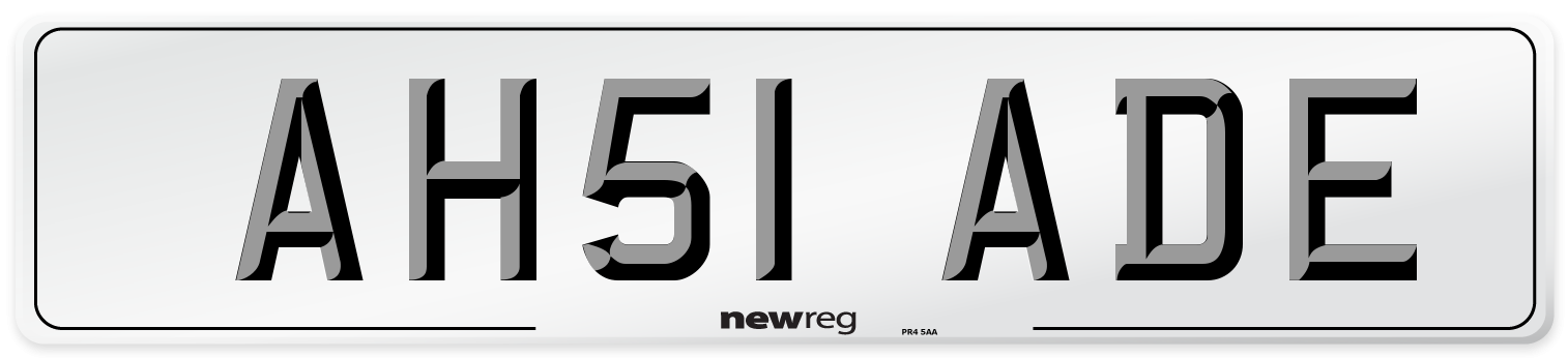 AH51 ADE Front Number Plate