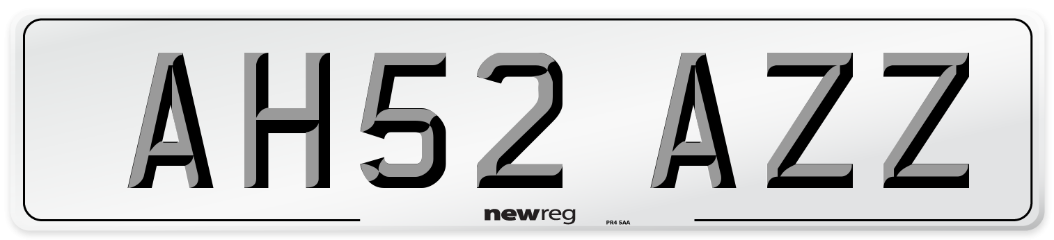 AH52 AZZ Front Number Plate