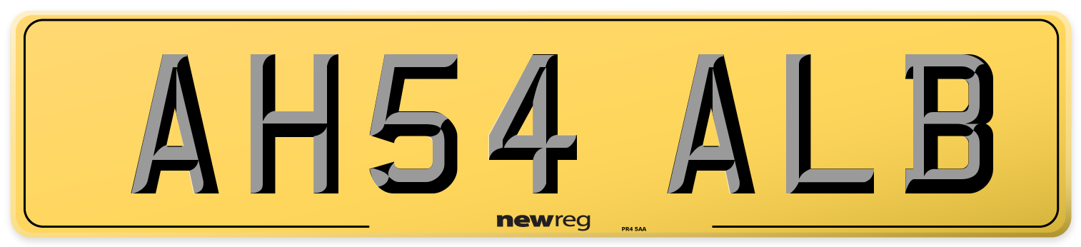 AH54 ALB Rear Number Plate