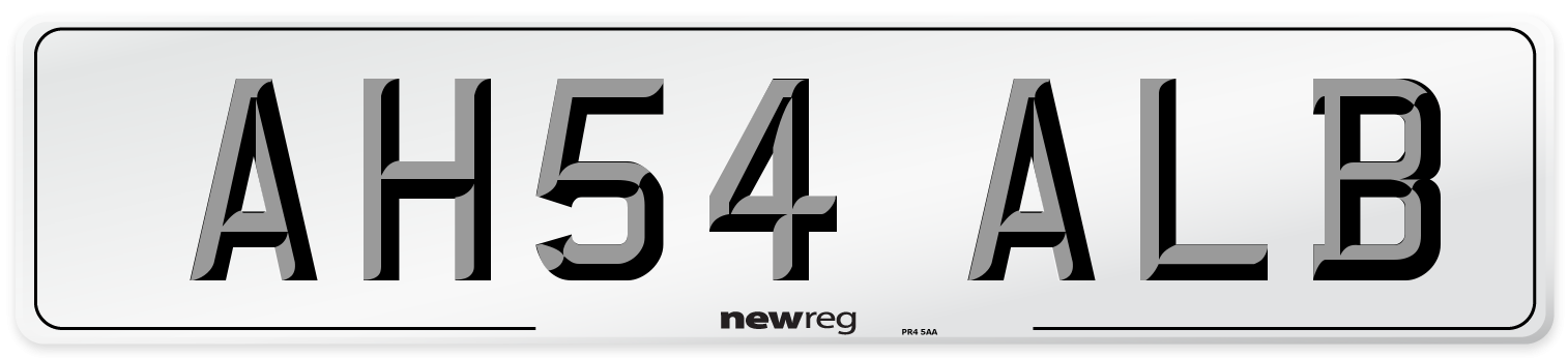 AH54 ALB Front Number Plate