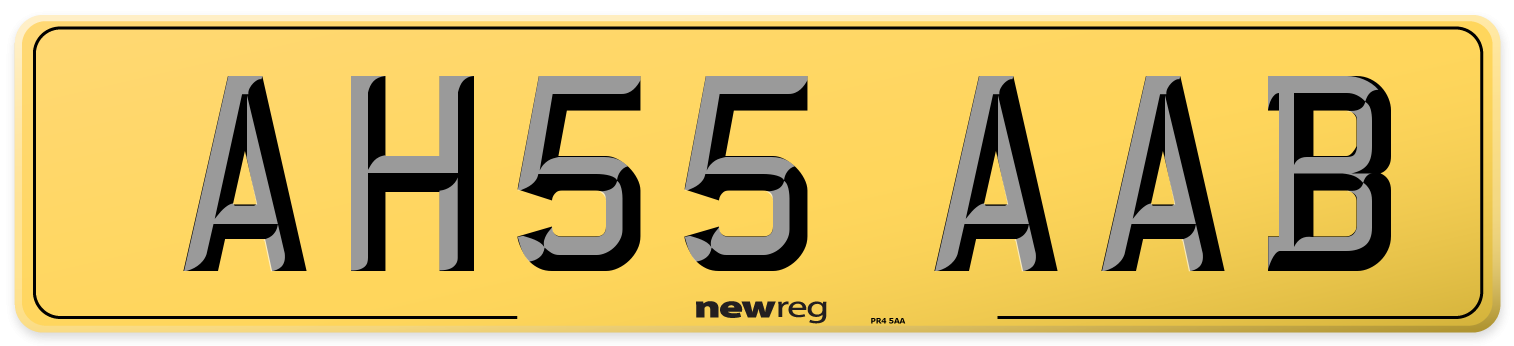 AH55 AAB Rear Number Plate