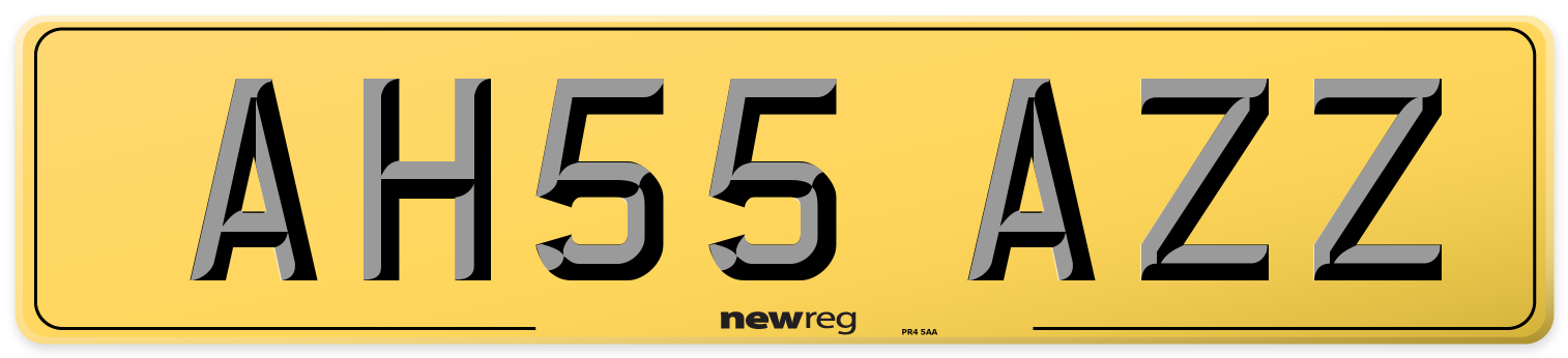 AH55 AZZ Rear Number Plate