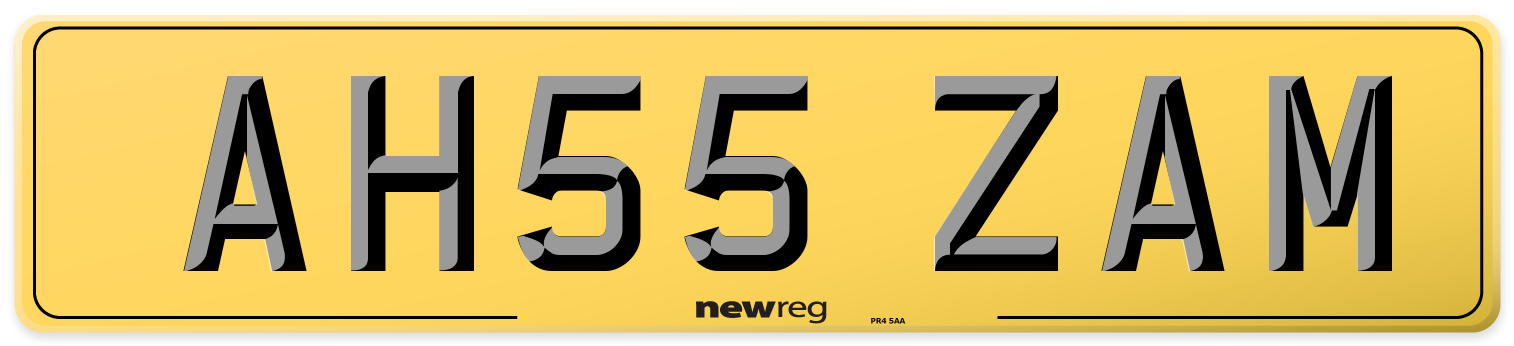 AH55 ZAM Rear Number Plate