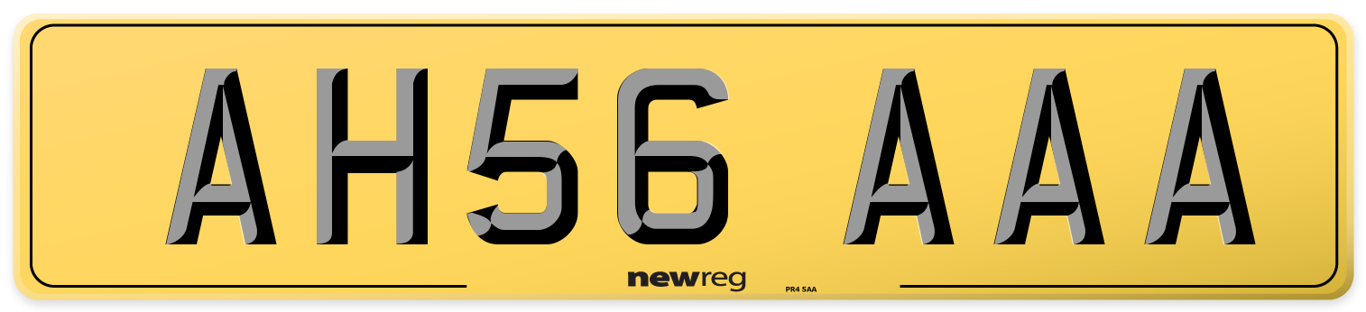 AH56 AAA Rear Number Plate