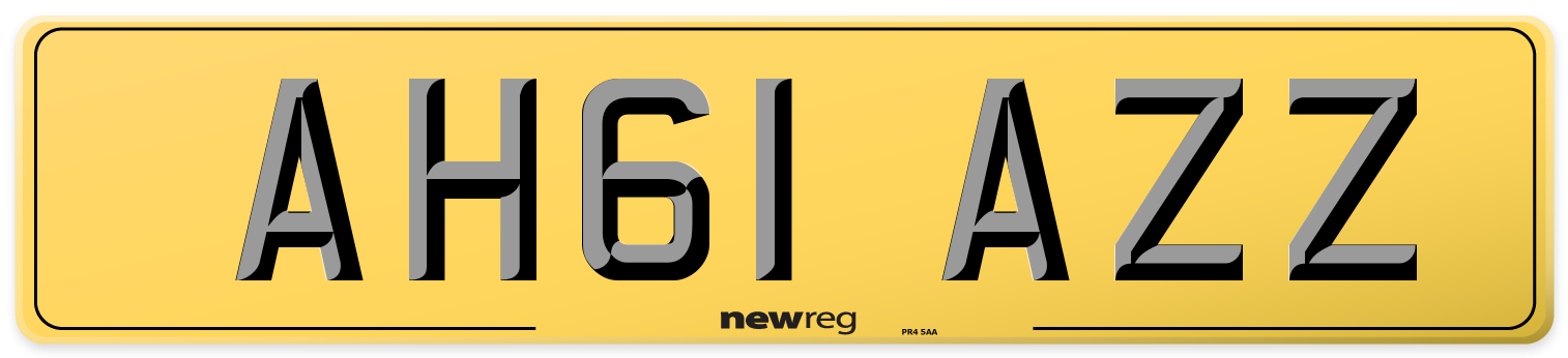 AH61 AZZ Rear Number Plate