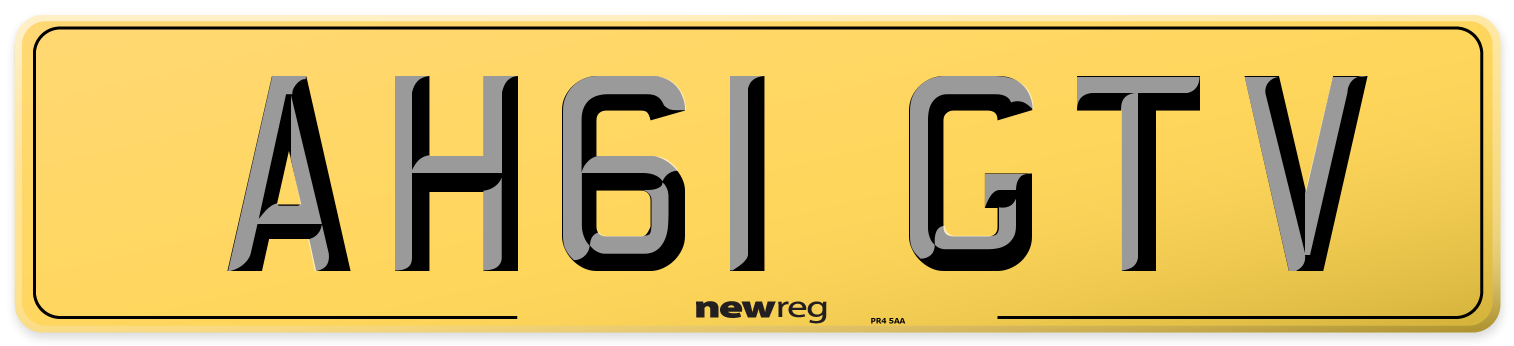 AH61 GTV Rear Number Plate