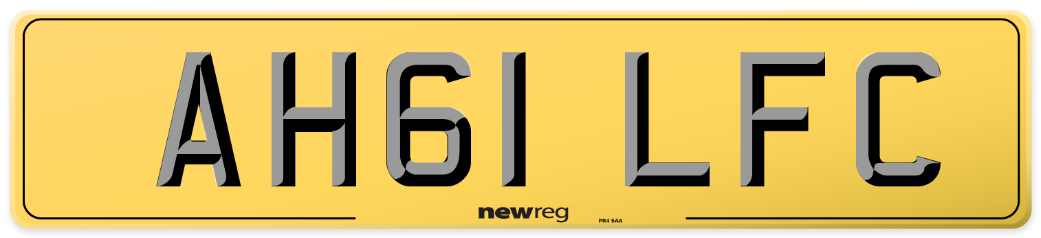 AH61 LFC Rear Number Plate