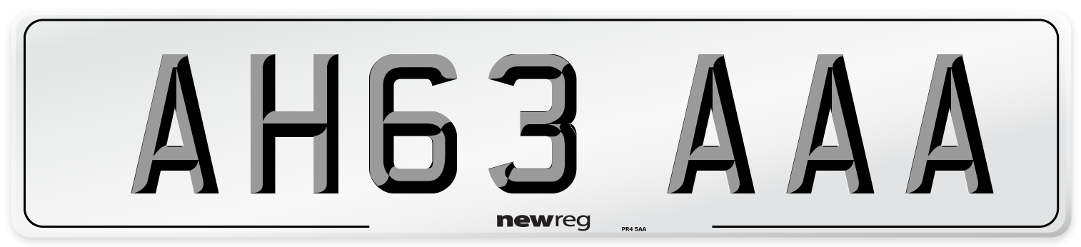AH63 AAA Front Number Plate