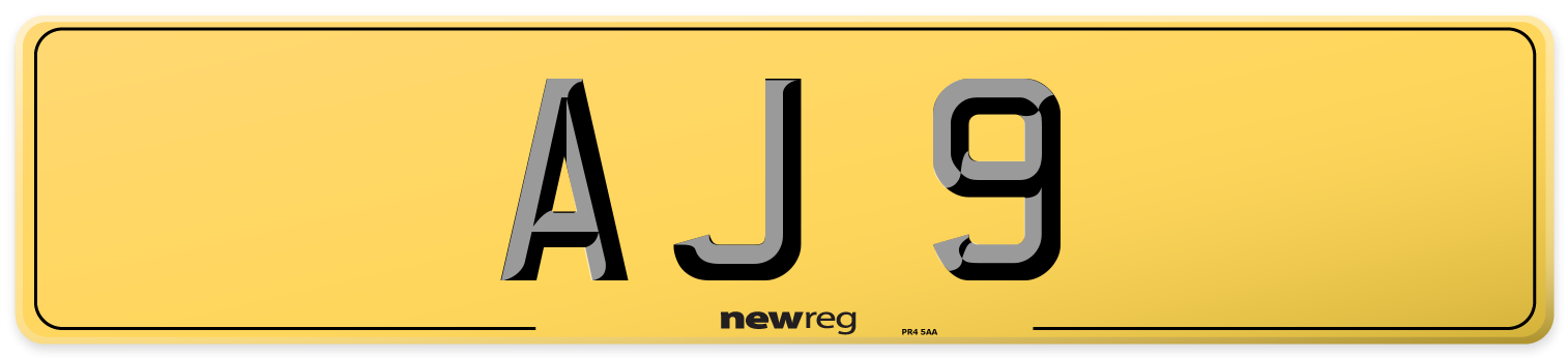 AJ 9 Rear Number Plate