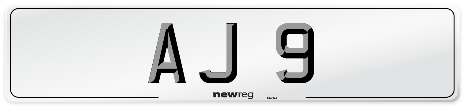 AJ 9 Front Number Plate