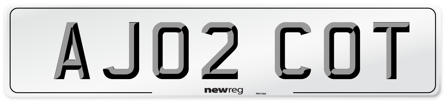 AJ02 COT Front Number Plate