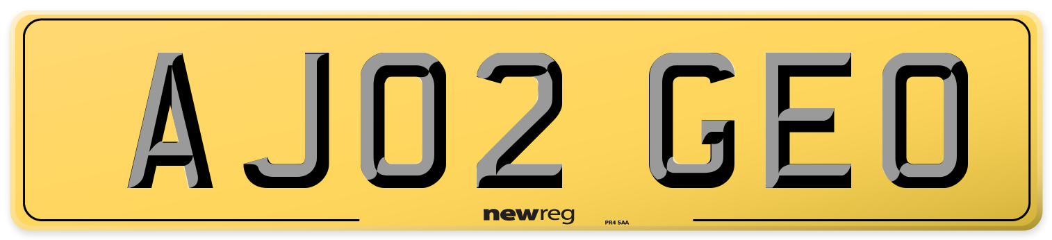 AJ02 GEO Rear Number Plate
