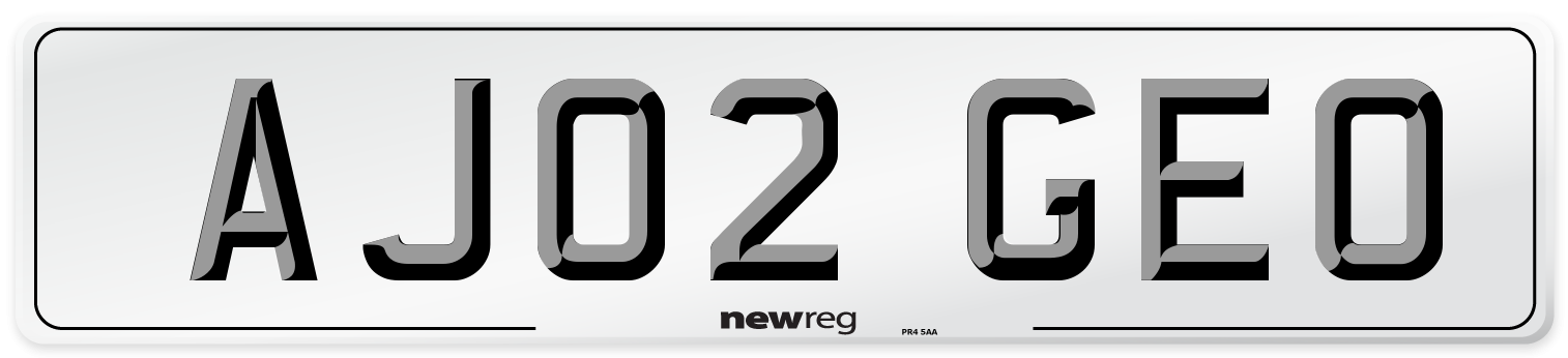 AJ02 GEO Front Number Plate