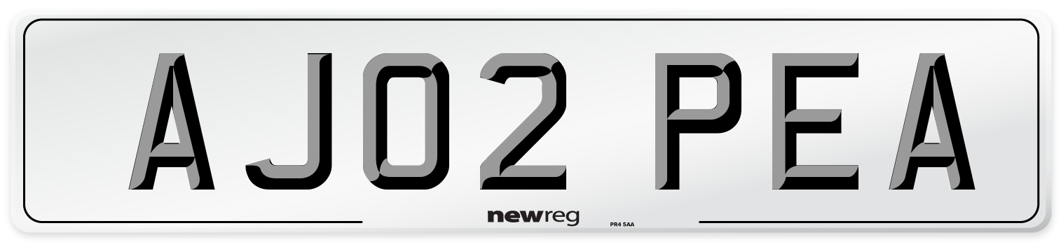 AJ02 PEA Front Number Plate