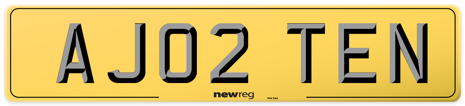 AJ02 TEN Rear Number Plate