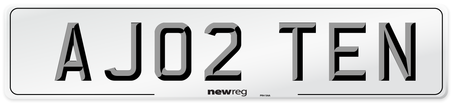 AJ02 TEN Front Number Plate