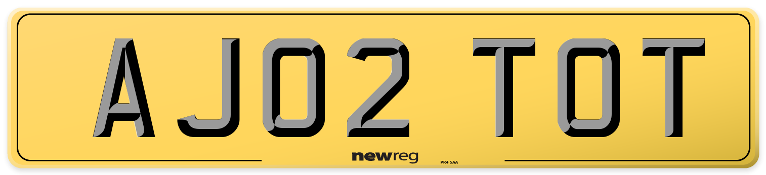 AJ02 TOT Rear Number Plate