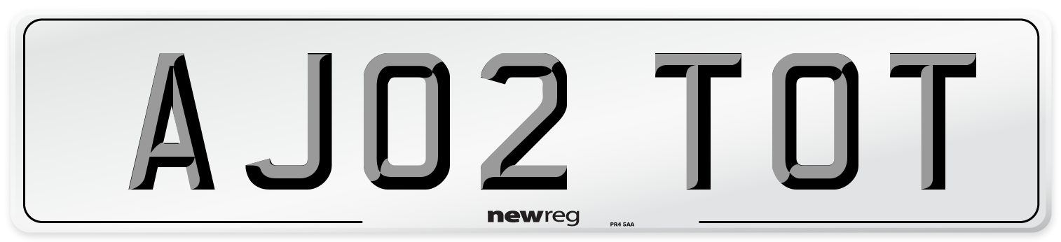 AJ02 TOT Front Number Plate