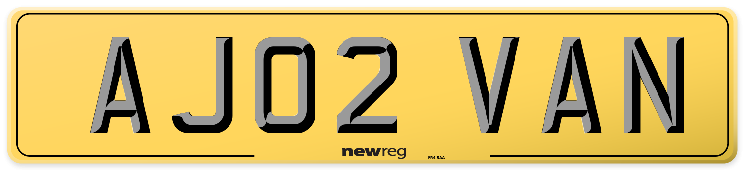 AJ02 VAN Rear Number Plate