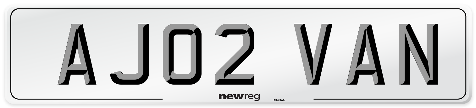 AJ02 VAN Front Number Plate