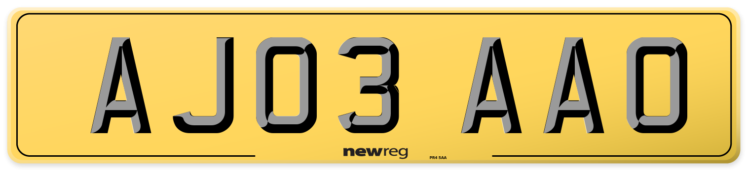 AJ03 AAO Rear Number Plate