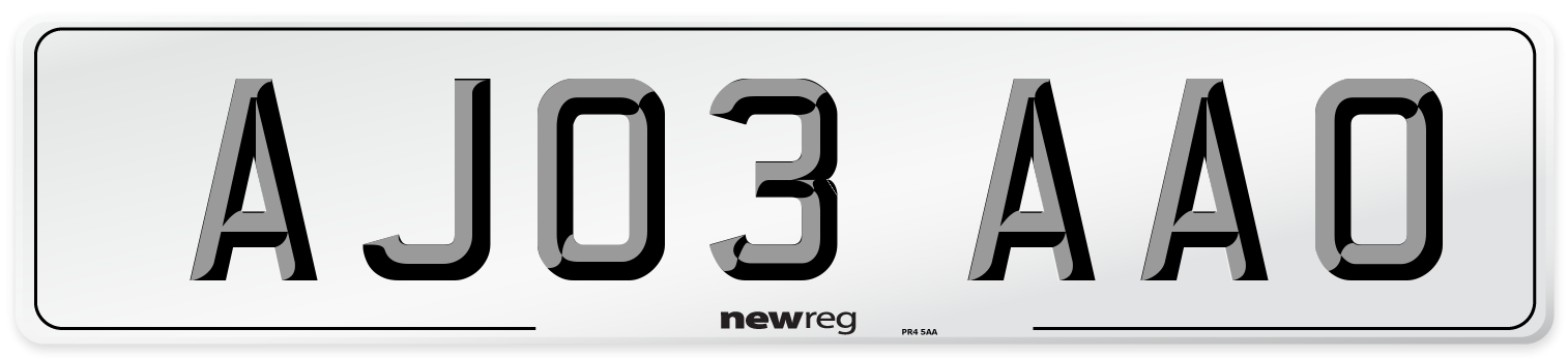 AJ03 AAO Front Number Plate