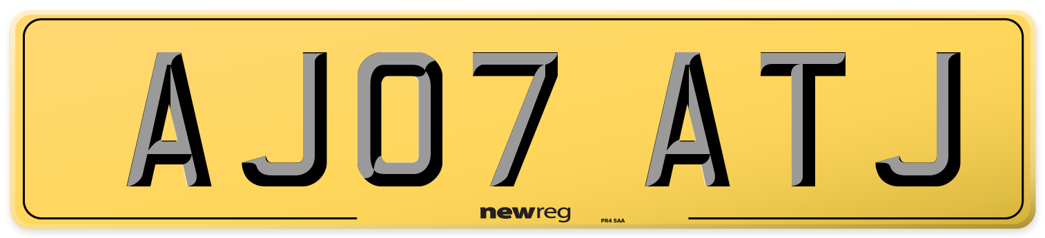 AJ07 ATJ Rear Number Plate