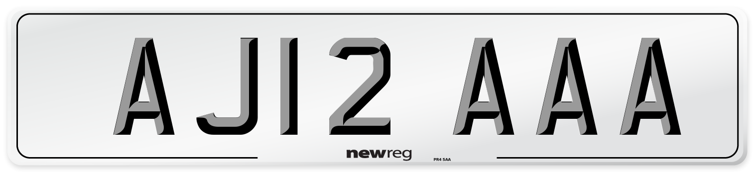 AJ12 AAA Front Number Plate