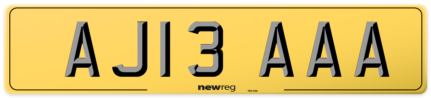 AJ13 AAA Rear Number Plate