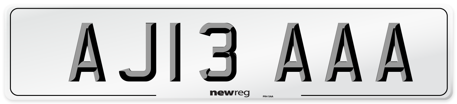 AJ13 AAA Front Number Plate