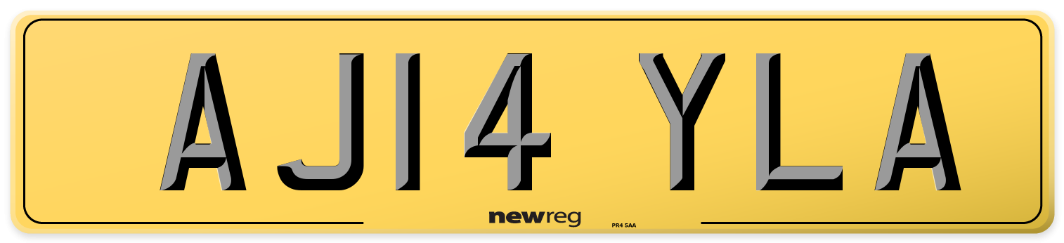 AJ14 YLA Rear Number Plate