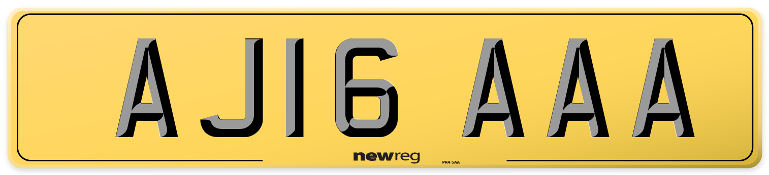 AJ16 AAA Rear Number Plate