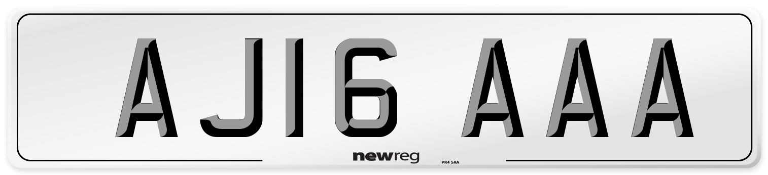AJ16 AAA Front Number Plate