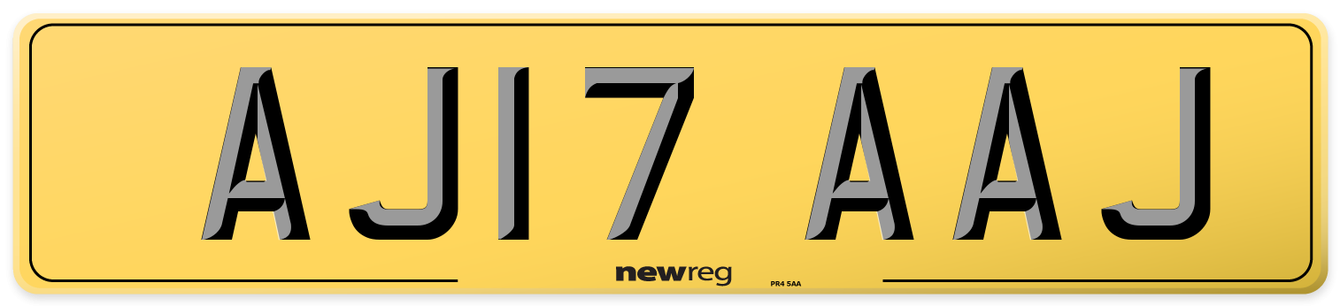 AJ17 AAJ Rear Number Plate