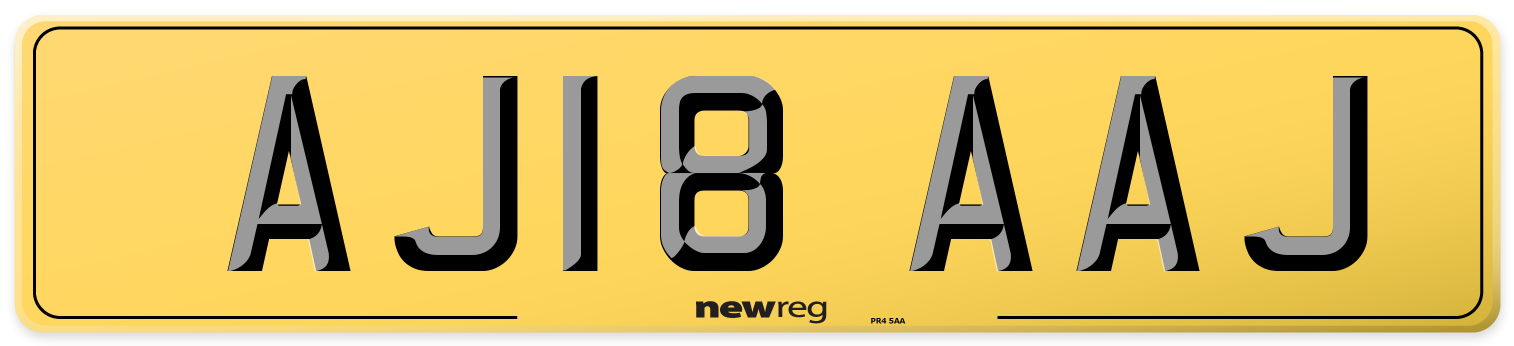 AJ18 AAJ Rear Number Plate